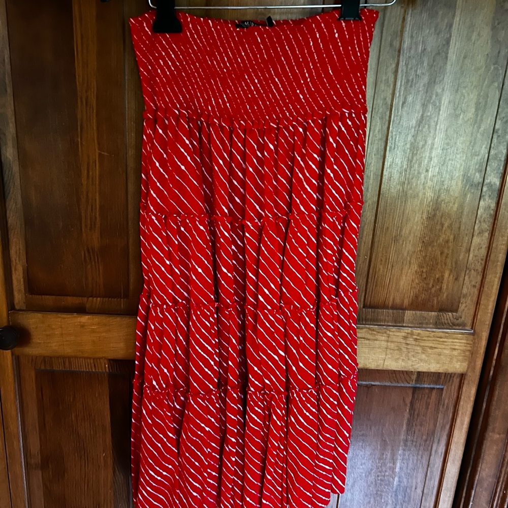 Lauren orange and white long lined skirt